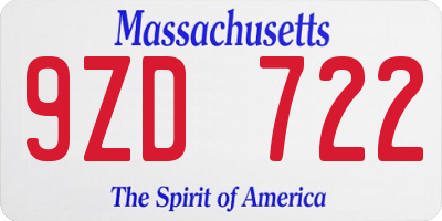 MA license plate 9ZD722