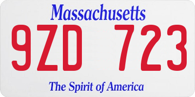 MA license plate 9ZD723