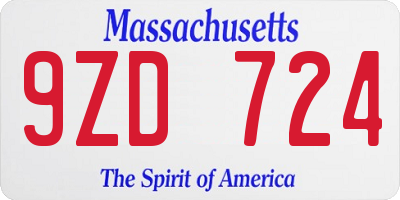 MA license plate 9ZD724