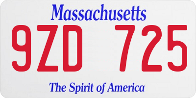 MA license plate 9ZD725