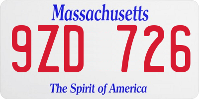 MA license plate 9ZD726