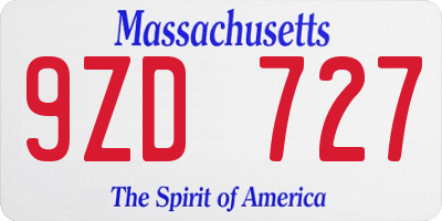 MA license plate 9ZD727