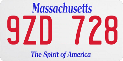 MA license plate 9ZD728