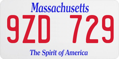 MA license plate 9ZD729