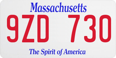 MA license plate 9ZD730