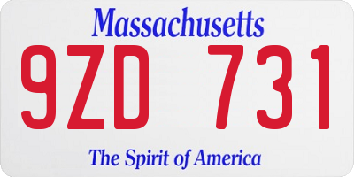 MA license plate 9ZD731