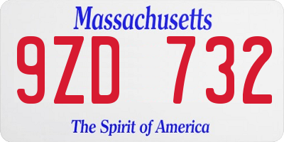 MA license plate 9ZD732