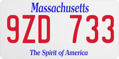 MA license plate 9ZD733