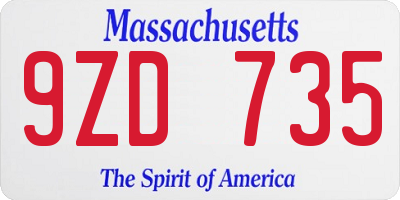 MA license plate 9ZD735