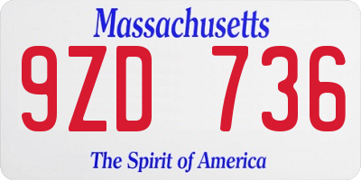 MA license plate 9ZD736