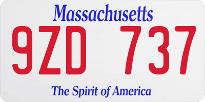MA license plate 9ZD737