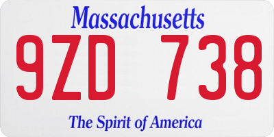 MA license plate 9ZD738