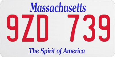 MA license plate 9ZD739