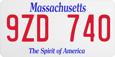 MA license plate 9ZD740