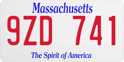 MA license plate 9ZD741