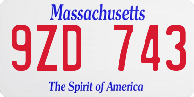 MA license plate 9ZD743