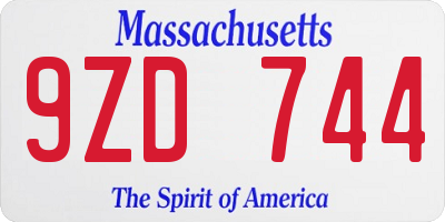 MA license plate 9ZD744