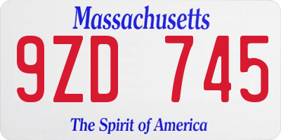 MA license plate 9ZD745