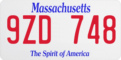 MA license plate 9ZD748