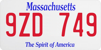 MA license plate 9ZD749