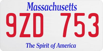 MA license plate 9ZD753