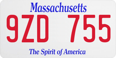 MA license plate 9ZD755