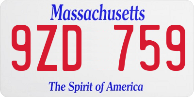 MA license plate 9ZD759