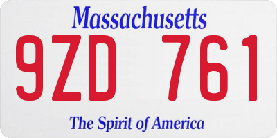 MA license plate 9ZD761