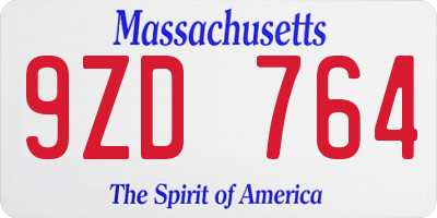 MA license plate 9ZD764