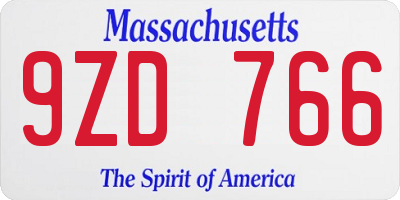 MA license plate 9ZD766