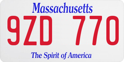 MA license plate 9ZD770