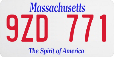 MA license plate 9ZD771