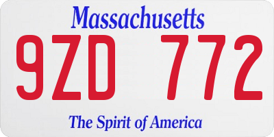 MA license plate 9ZD772