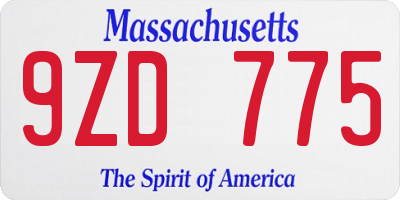 MA license plate 9ZD775