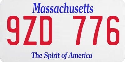 MA license plate 9ZD776
