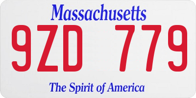 MA license plate 9ZD779