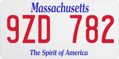 MA license plate 9ZD782