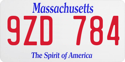 MA license plate 9ZD784