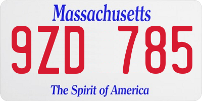 MA license plate 9ZD785