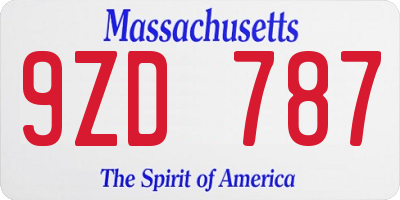 MA license plate 9ZD787