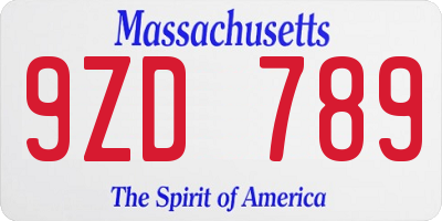 MA license plate 9ZD789