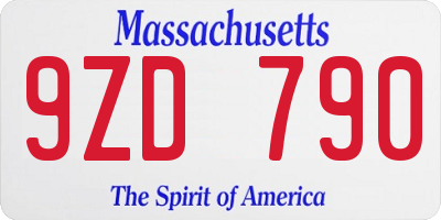 MA license plate 9ZD790