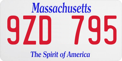 MA license plate 9ZD795
