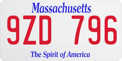 MA license plate 9ZD796