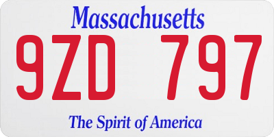 MA license plate 9ZD797