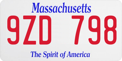 MA license plate 9ZD798