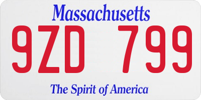 MA license plate 9ZD799