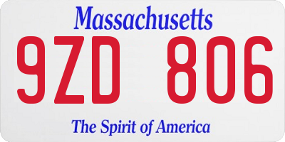 MA license plate 9ZD806