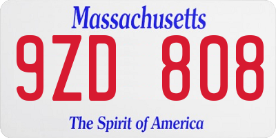 MA license plate 9ZD808