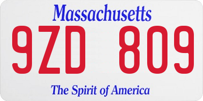 MA license plate 9ZD809